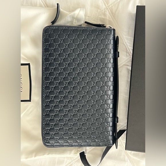 New Gucci large leather travel wallet with micro GG - Picture 2 of 10